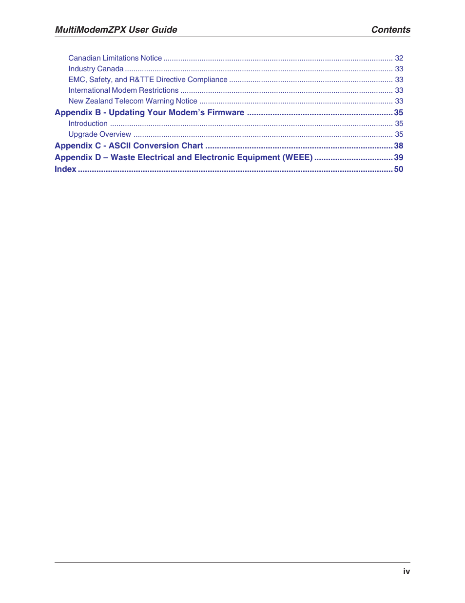 Multi-Tech Systems MT5634ZPX-V.92-ISA User Manual | Page 4 / 51