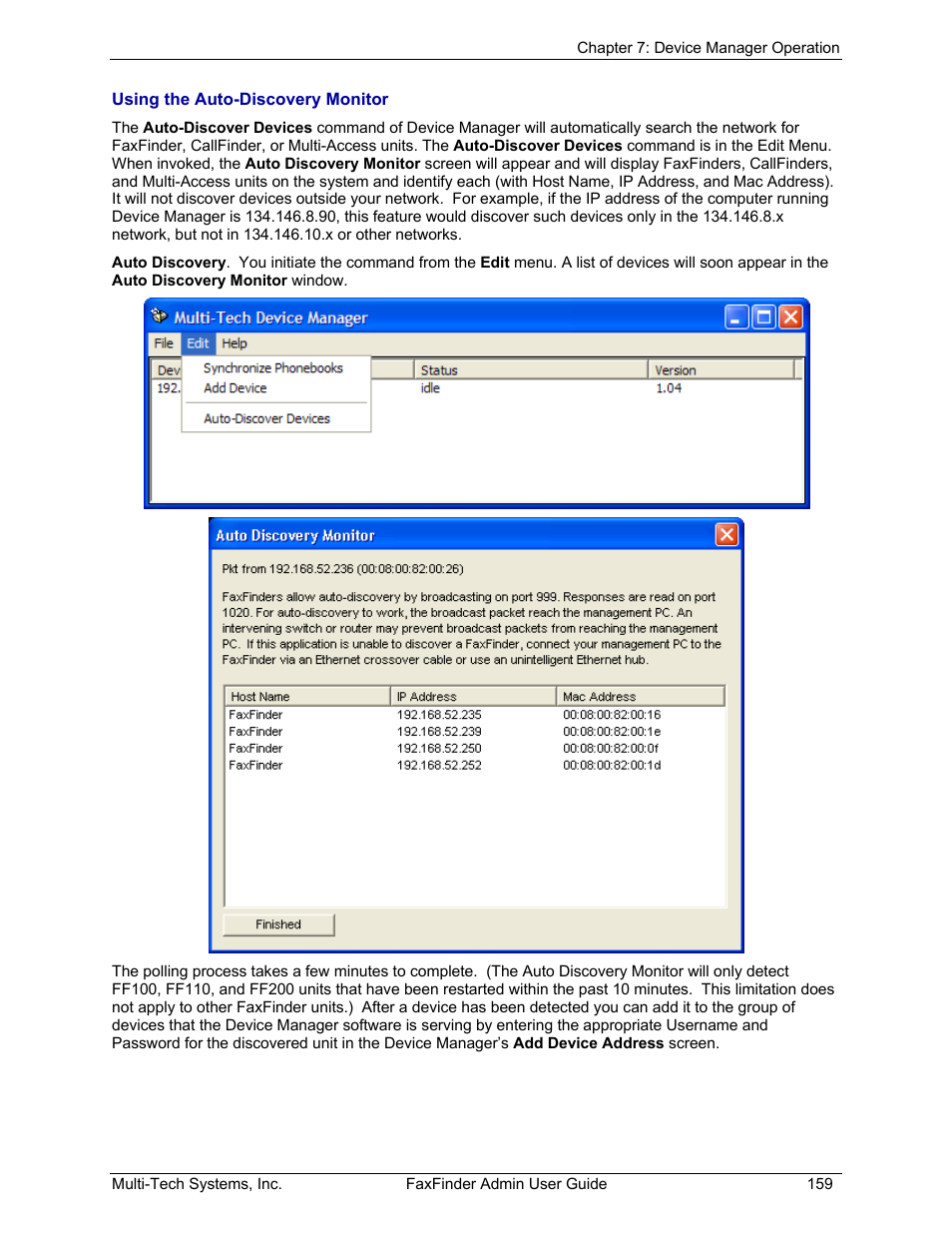 Multi-Tech Systems FAX FINDER FF220 User Manual | Page 159 / 205