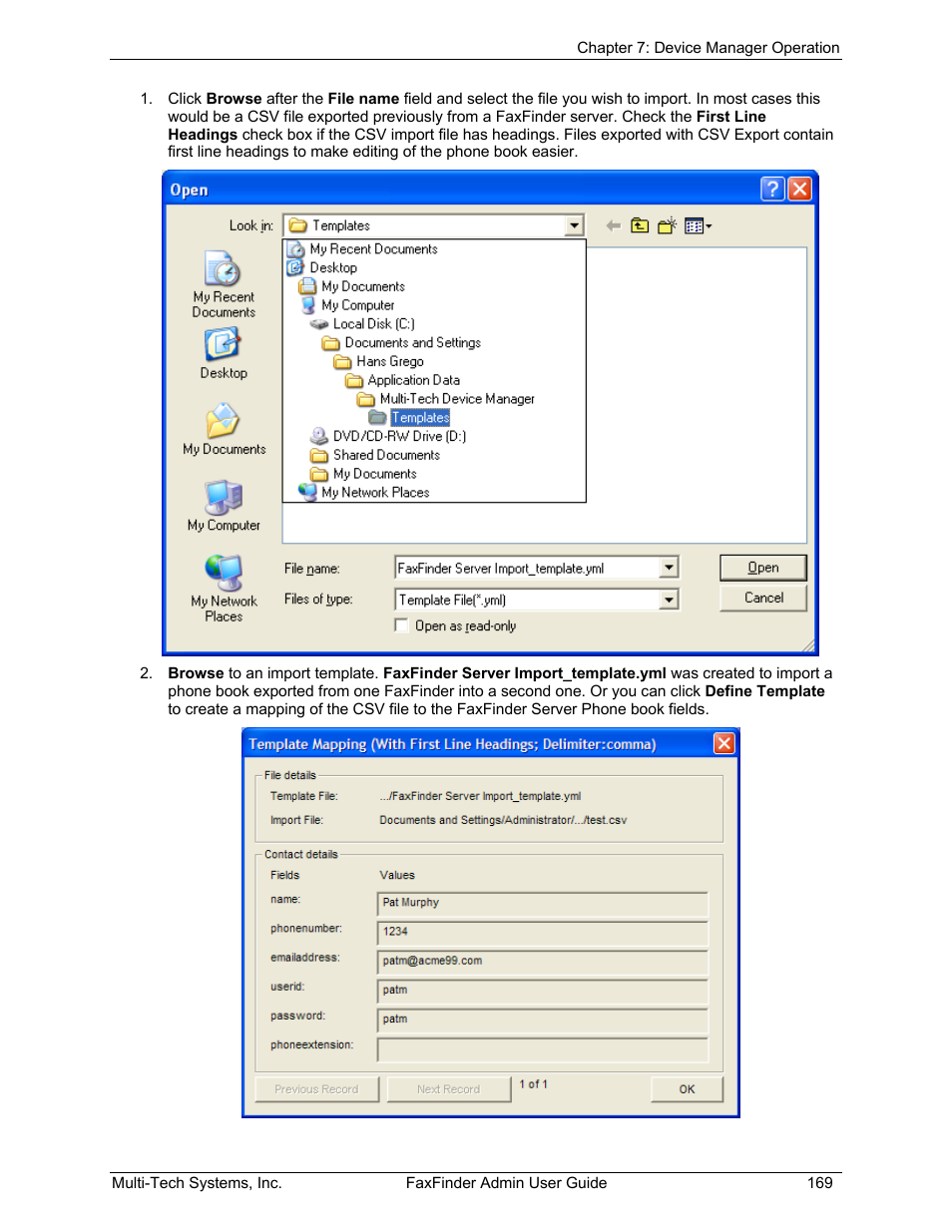 Multi-Tech Systems FAX FINDER FF220 User Manual | Page 169 / 205