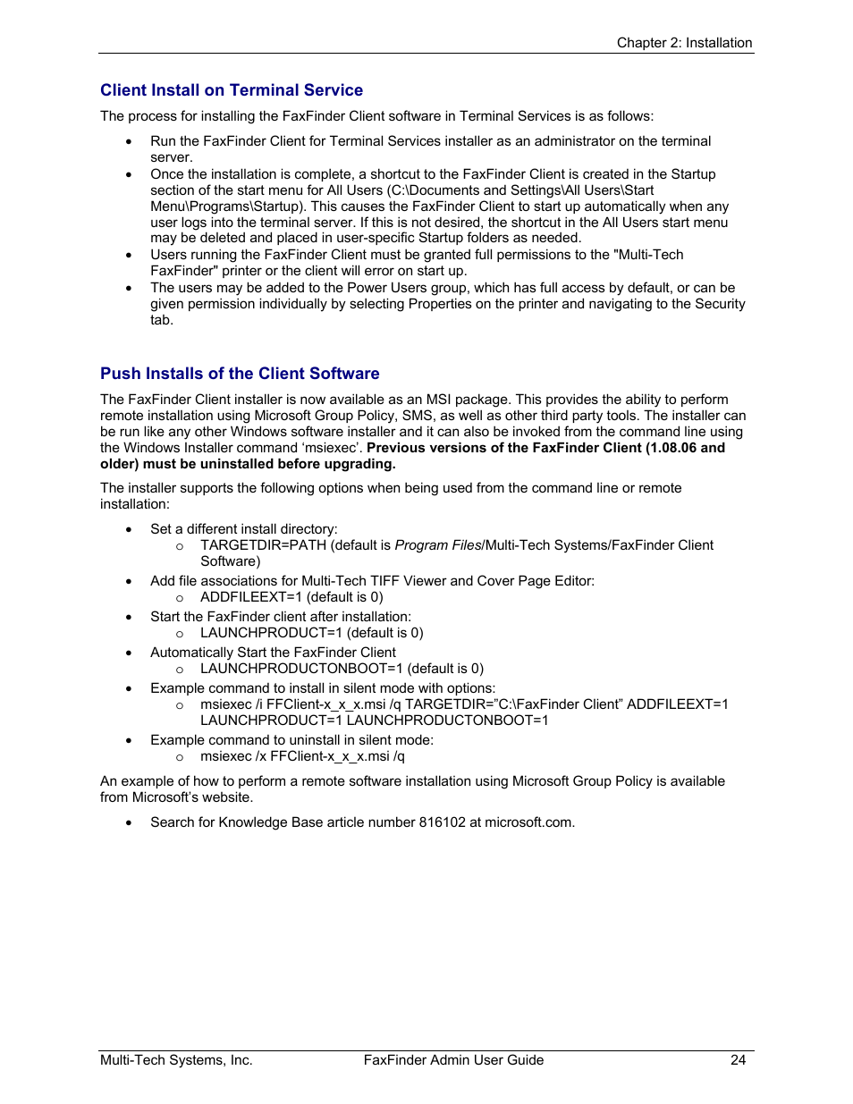 Multi-Tech Systems FAX FINDER FF220 User Manual | Page 24 / 205