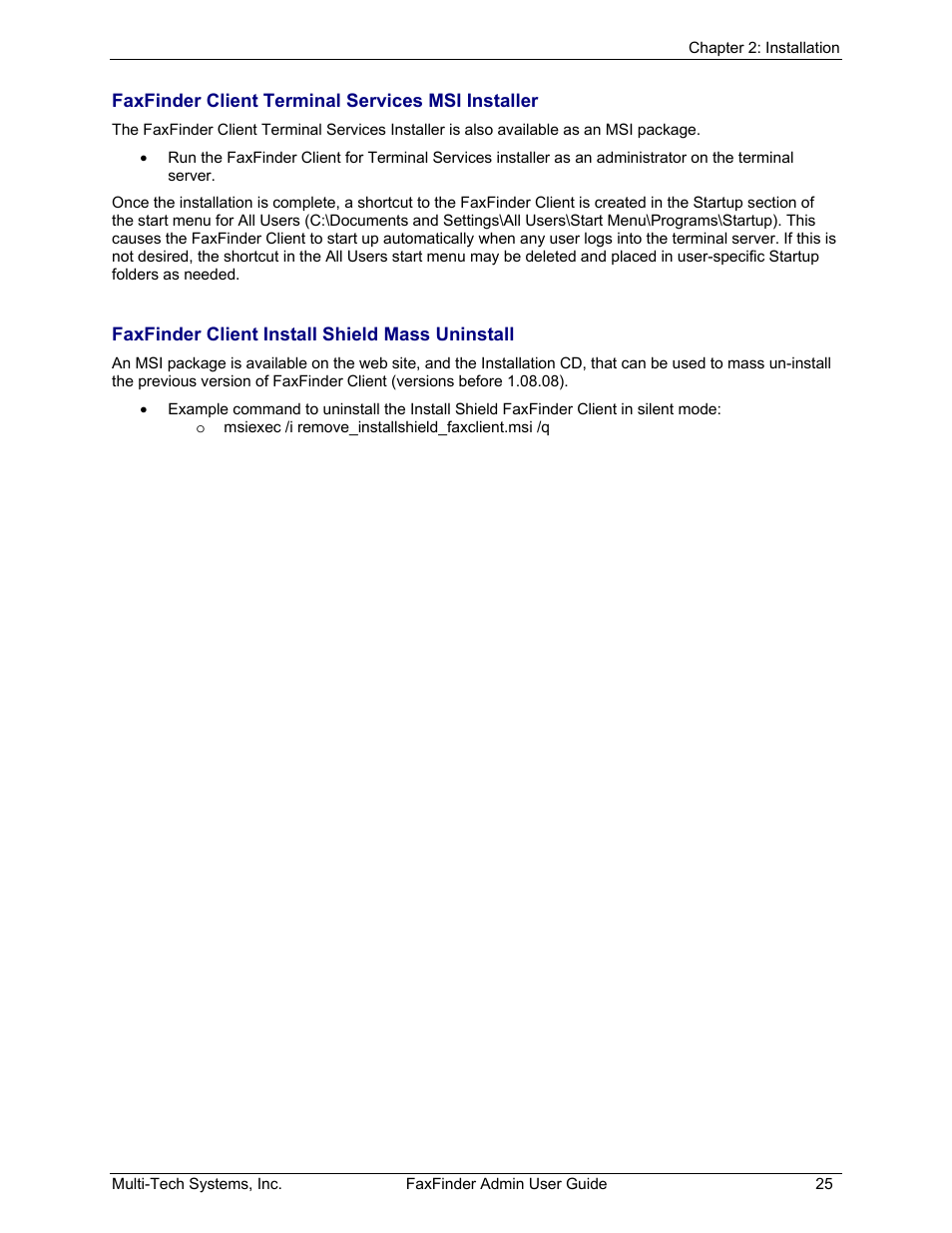 Multi-Tech Systems FAX FINDER FF220 User Manual | Page 25 / 205
