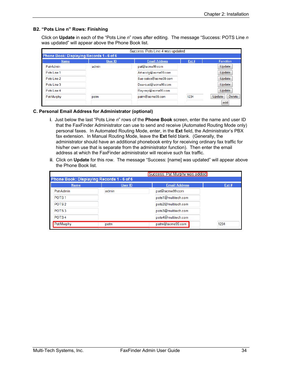 Multi-Tech Systems FAX FINDER FF220 User Manual | Page 34 / 205