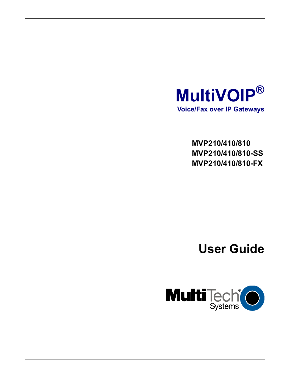 Multi-Tech Systems MULTIVOIP MVP210/410/810 User Manual | 144 pages