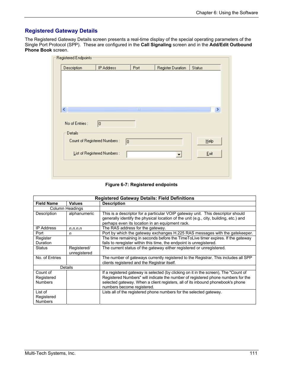 Registered gateway details | Multi-Tech Systems MULTIVOIP MVP210/410/810 User Manual | Page 111 / 144