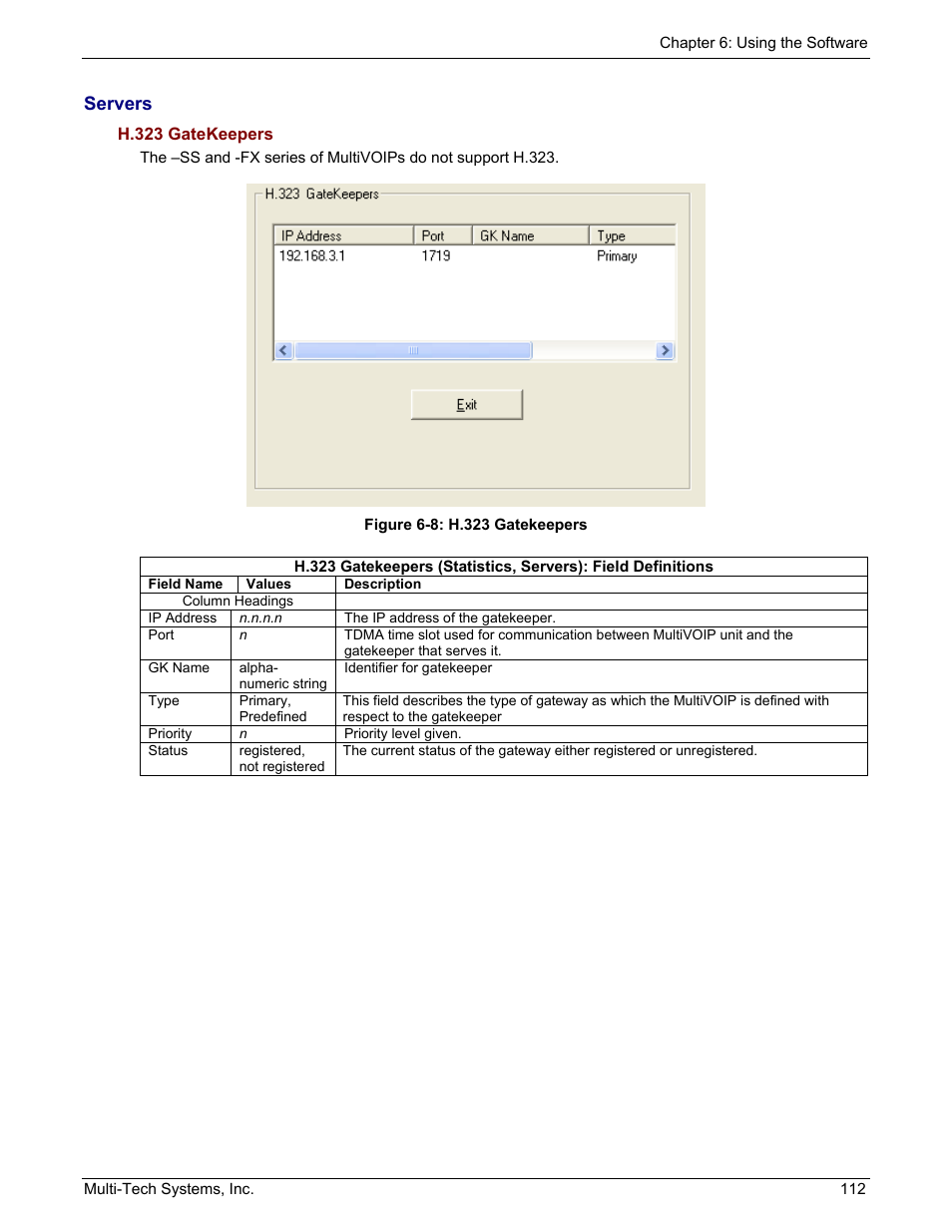 Servers | Multi-Tech Systems MULTIVOIP MVP210/410/810 User Manual | Page 112 / 144