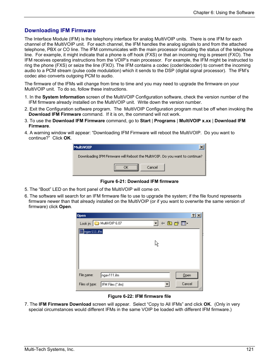 Downloading ifm firmware | Multi-Tech Systems MULTIVOIP MVP210/410/810 User Manual | Page 121 / 144