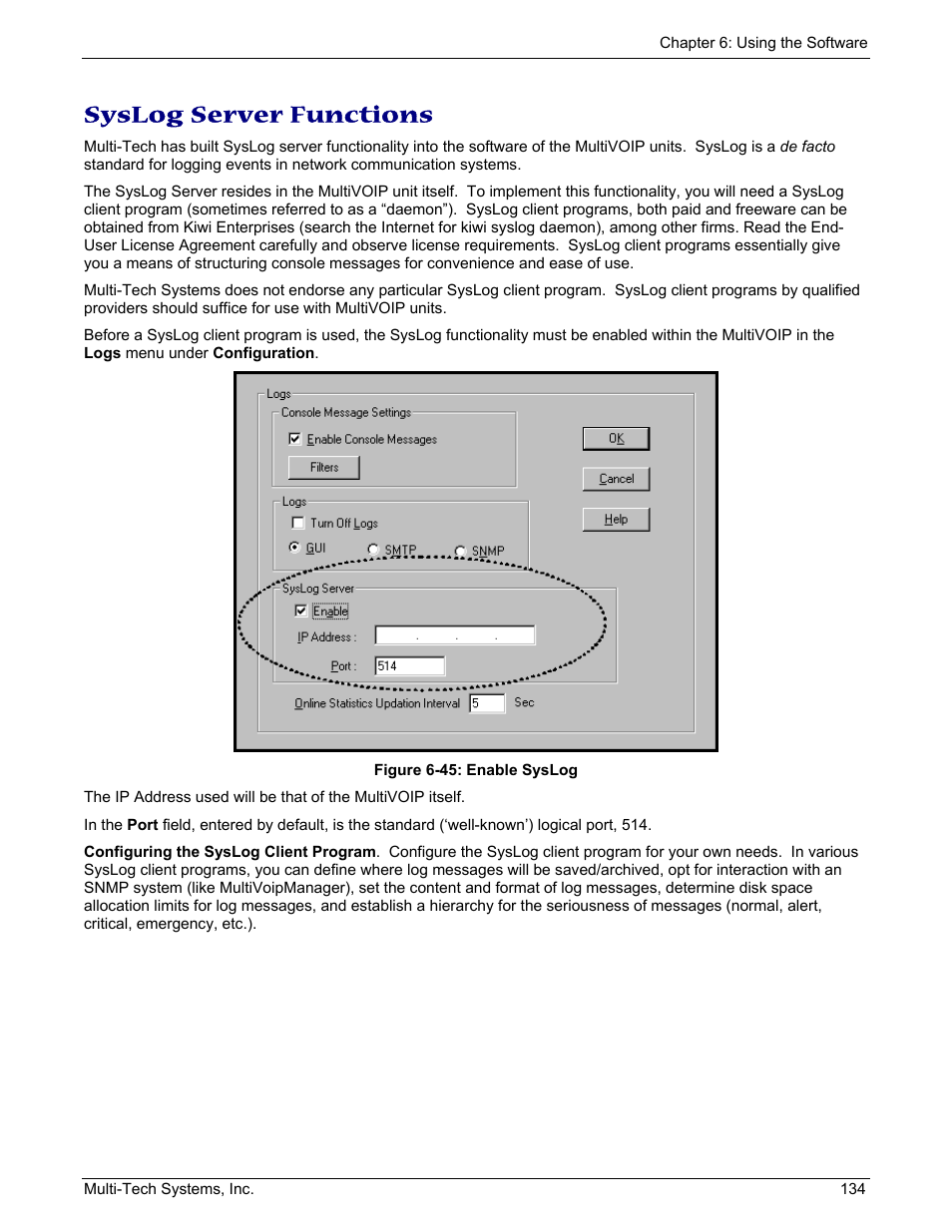 Syslog server functions | Multi-Tech Systems MULTIVOIP MVP210/410/810 User Manual | Page 134 / 144