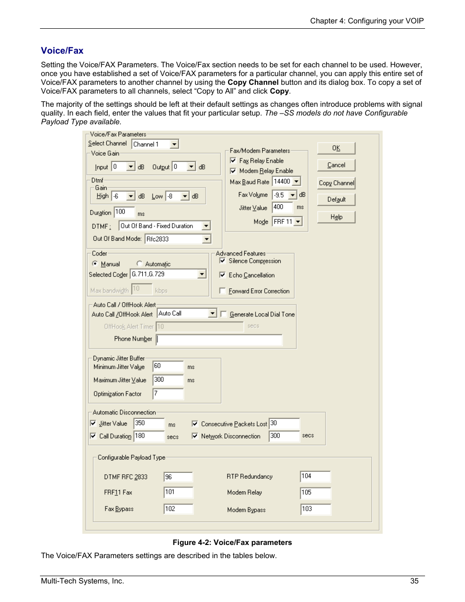Voice/fax | Multi-Tech Systems MULTIVOIP MVP210/410/810 User Manual | Page 35 / 144