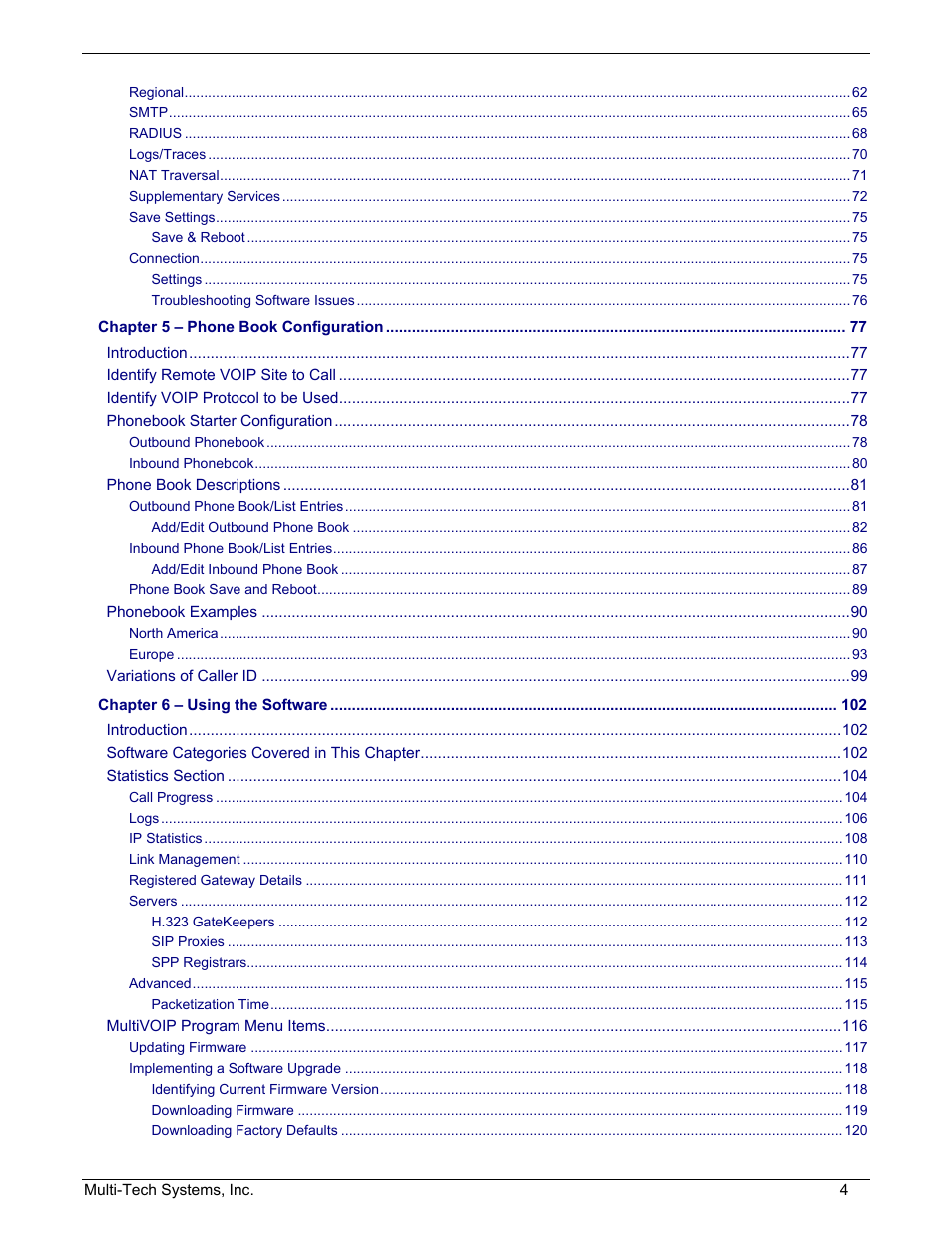 Multi-Tech Systems MULTIVOIP MVP210/410/810 User Manual | Page 4 / 144