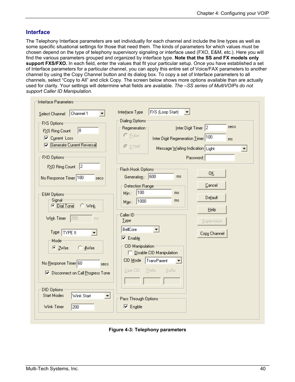 Interface | Multi-Tech Systems MULTIVOIP MVP210/410/810 User Manual | Page 40 / 144