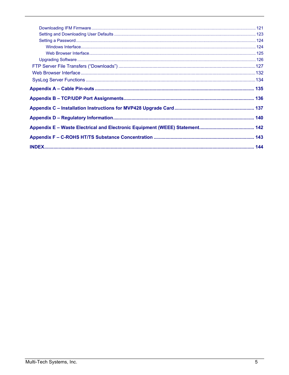 Multi-Tech Systems MULTIVOIP MVP210/410/810 User Manual | Page 5 / 144