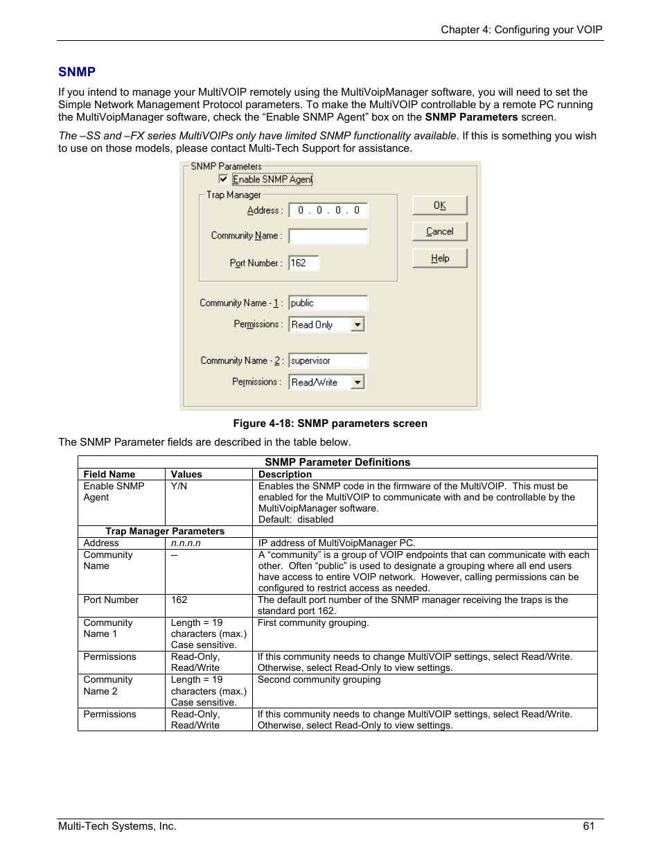 Snmp | Multi-Tech Systems MULTIVOIP MVP210/410/810 User Manual | Page 61 / 144