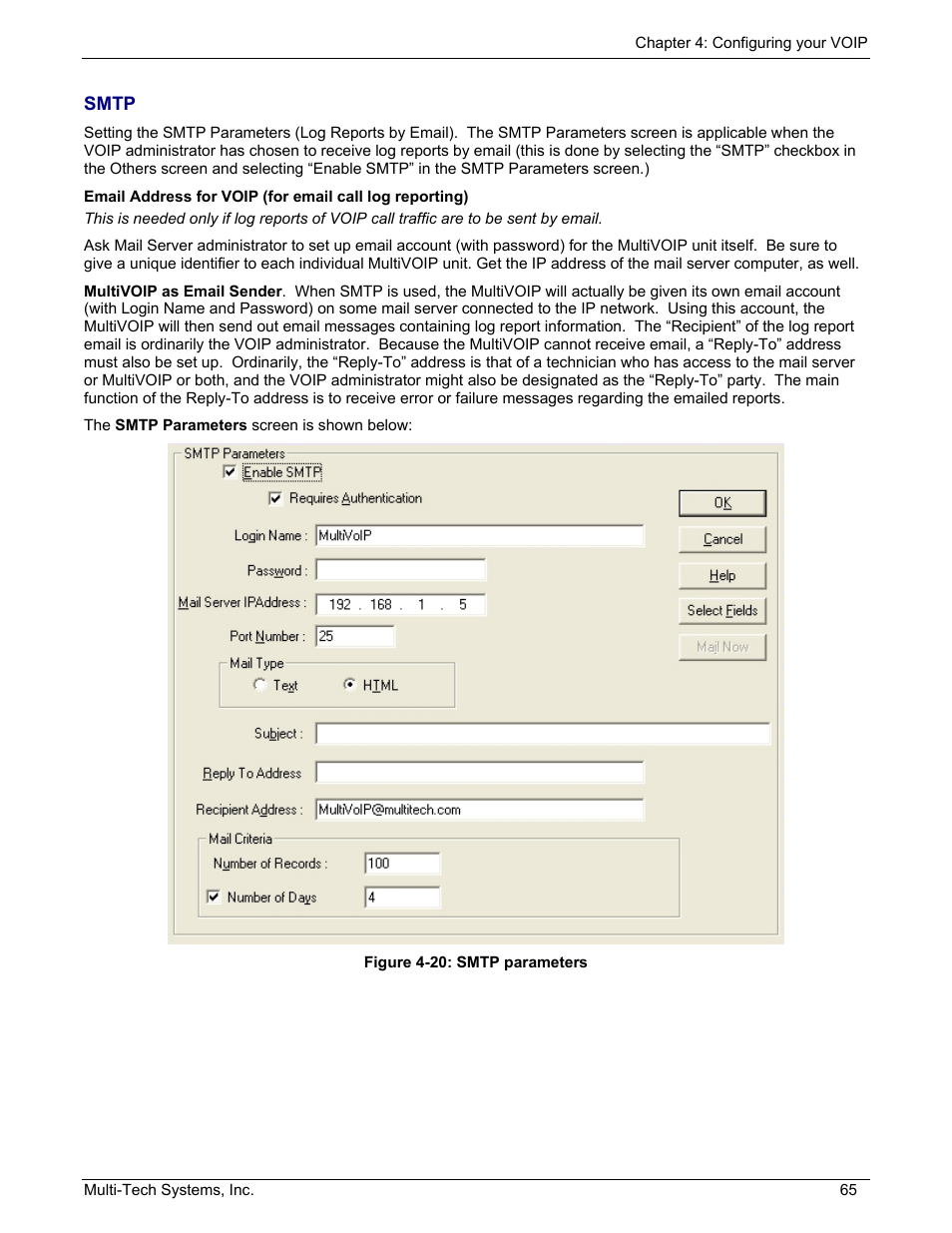 Smtp | Multi-Tech Systems MULTIVOIP MVP210/410/810 User Manual | Page 65 / 144