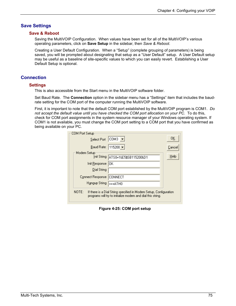 Save settings, Connection | Multi-Tech Systems MULTIVOIP MVP210/410/810 User Manual | Page 75 / 144