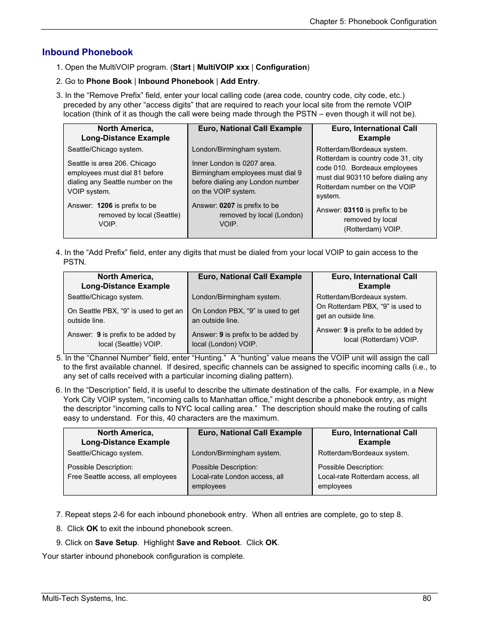 Inbound phonebook | Multi-Tech Systems MULTIVOIP MVP210/410/810 User Manual | Page 80 / 144