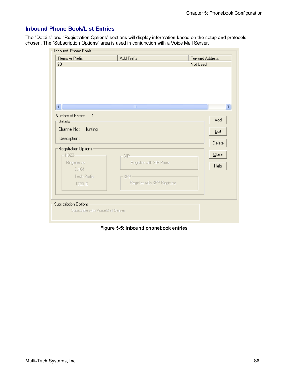 Inbound phone book/list entries | Multi-Tech Systems MULTIVOIP MVP210/410/810 User Manual | Page 86 / 144