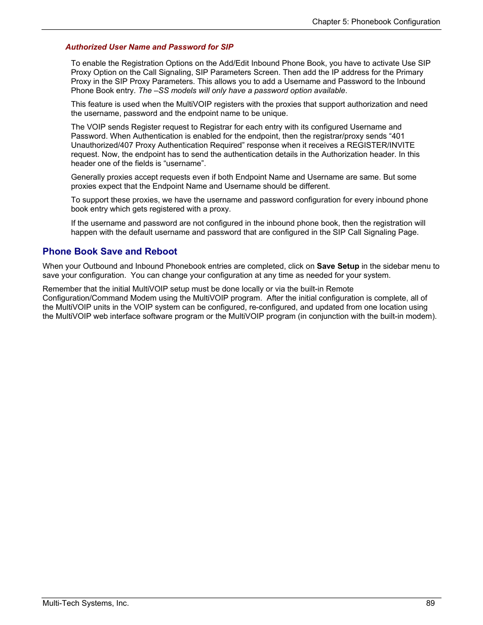 Phone book save and reboot | Multi-Tech Systems MULTIVOIP MVP210/410/810 User Manual | Page 89 / 144
