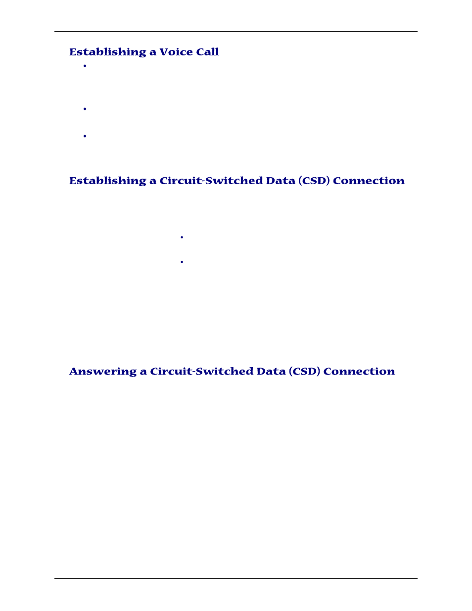 Establishing a voice call, Answering a circuit-switched data (csd) connection | Multi-Tech Systems MTCBA-C-U User Manual | Page 23 / 35