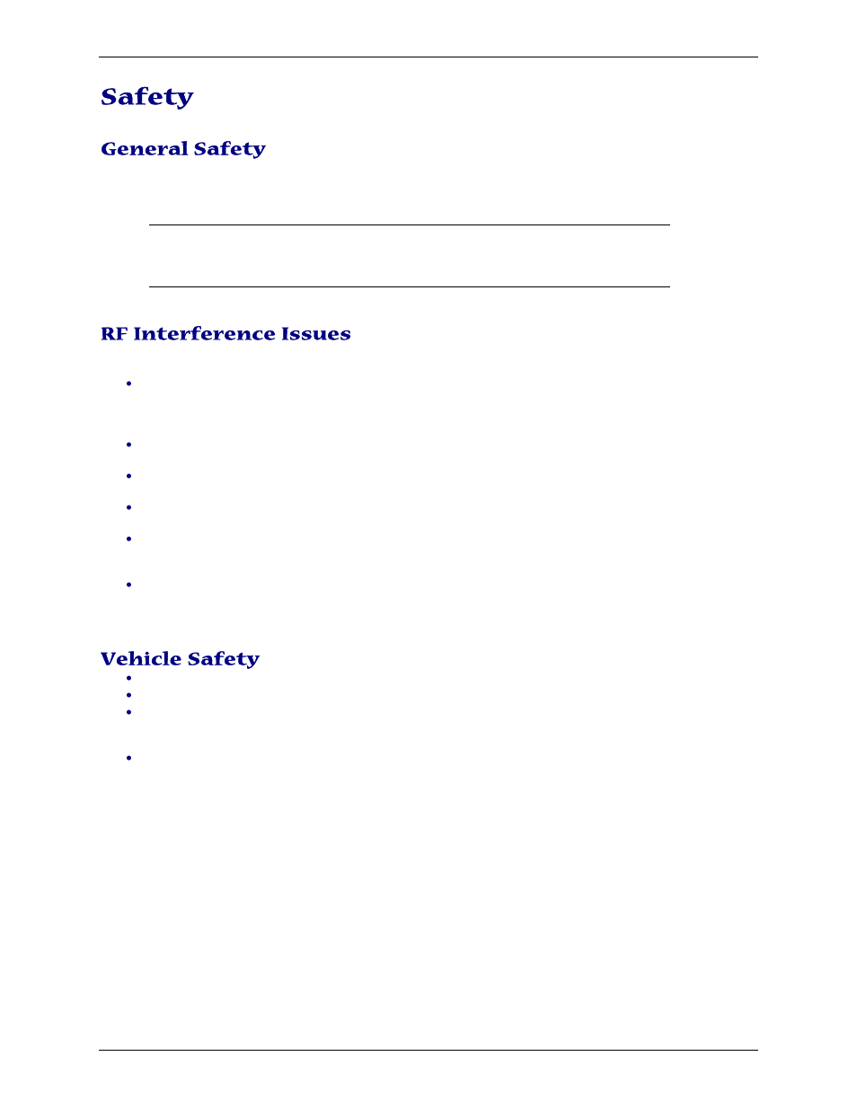 Safety, General safety, Rf interference issues | Vehicle safety | Multi-Tech Systems MTCBA-C-U User Manual | Page 7 / 35