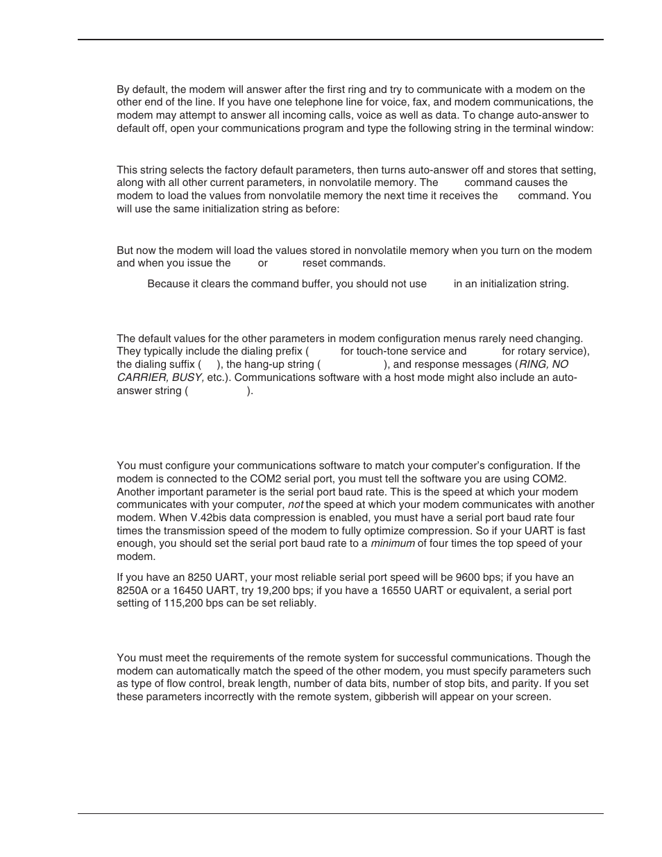 1 changing default parameters, 2 other parameters, 5 configuring software for your computer | 1 configuring software for the remote system, Changing default parameters, Other parameters, Configuring software for your computer, Configuring software for the remote system | Multi-Tech Systems BA-Series User Manual | Page 19 / 109