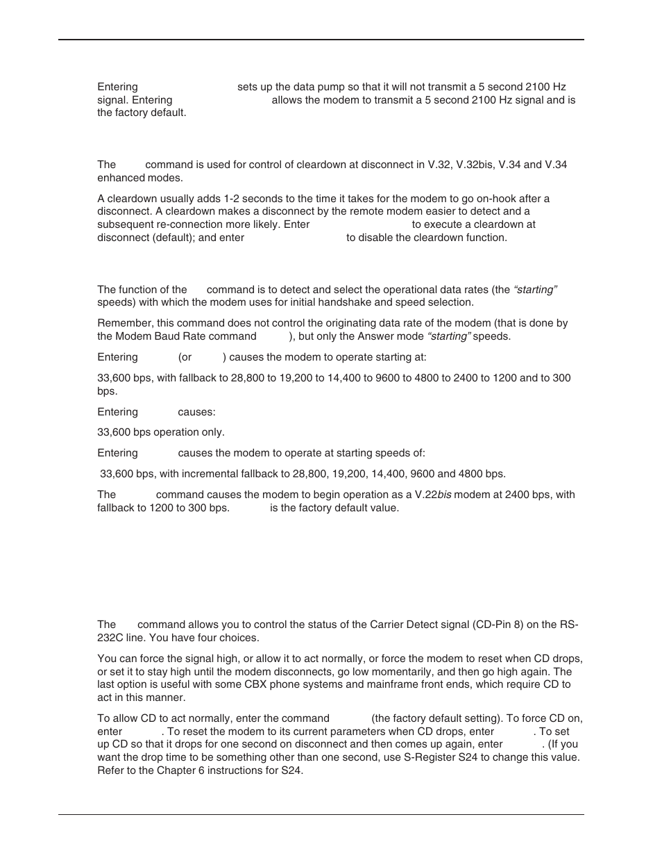 7 rs-232c interface control commands, Rs-232c interface control commands | Multi-Tech Systems BA-Series User Manual | Page 36 / 109