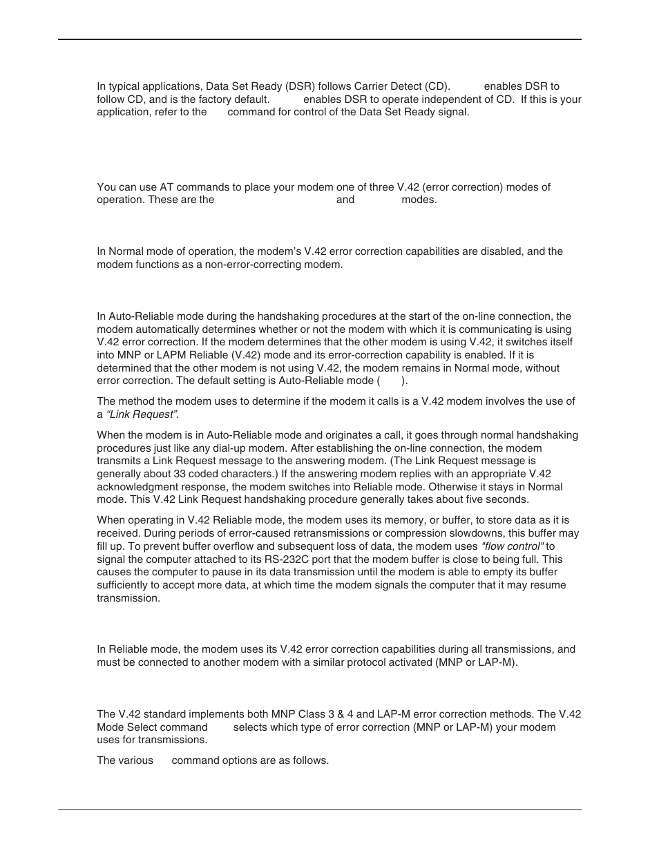 8 error correction commands, Error correction commands | Multi-Tech Systems BA-Series User Manual | Page 38 / 109