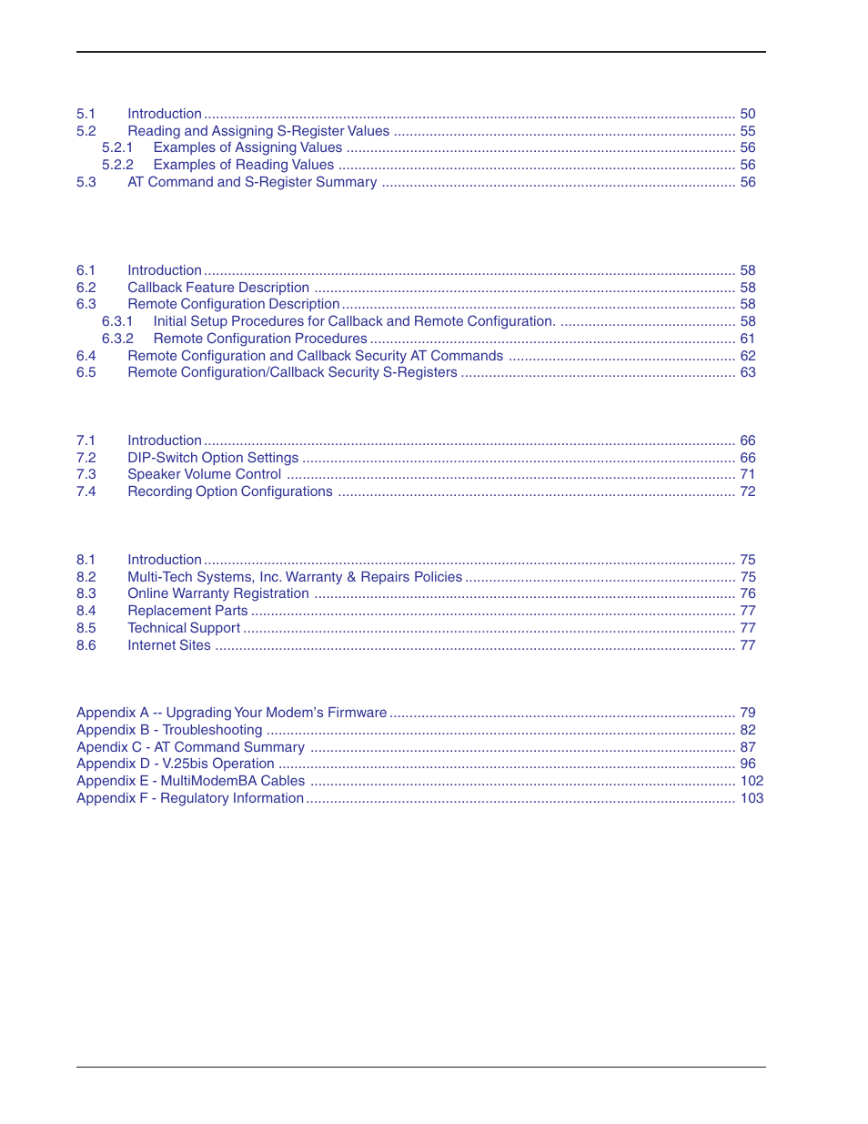 Index | Multi-Tech Systems BA-Series User Manual | Page 4 / 109