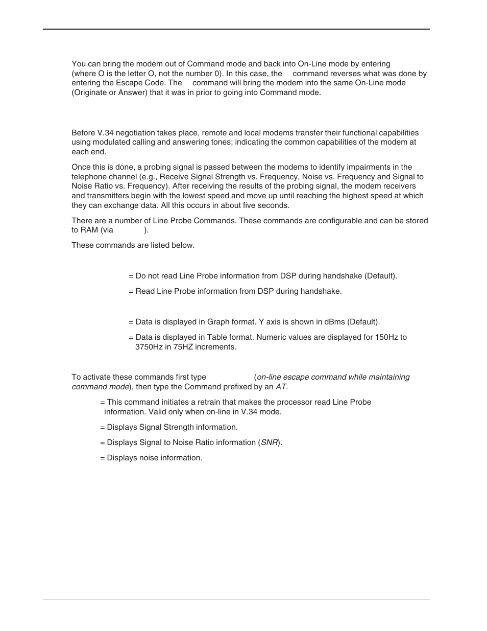 13 line probe commands | Multi-Tech Systems BA-Series User Manual | Page 48 / 109