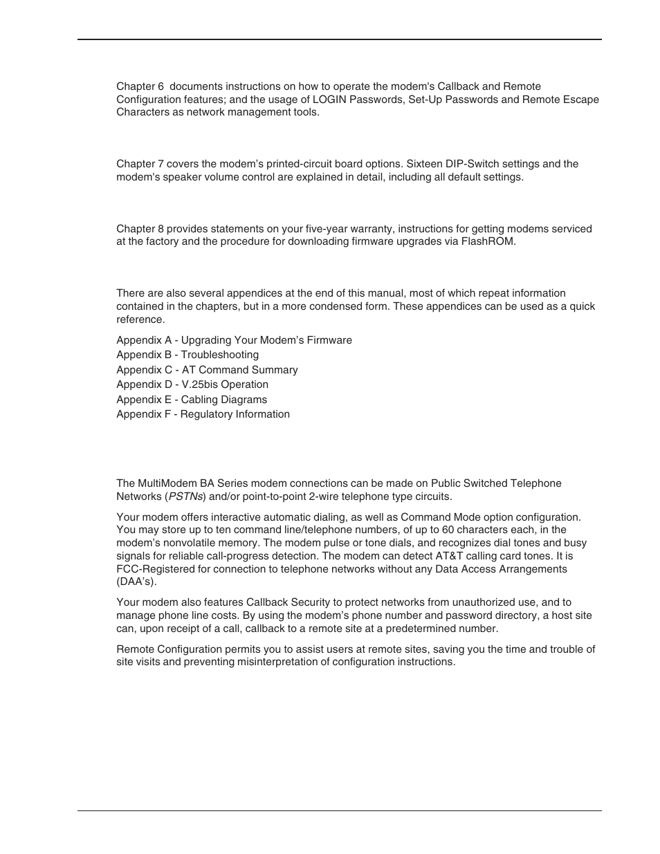 3 modem features, Modem features | Multi-Tech Systems BA-Series User Manual | Page 7 / 109