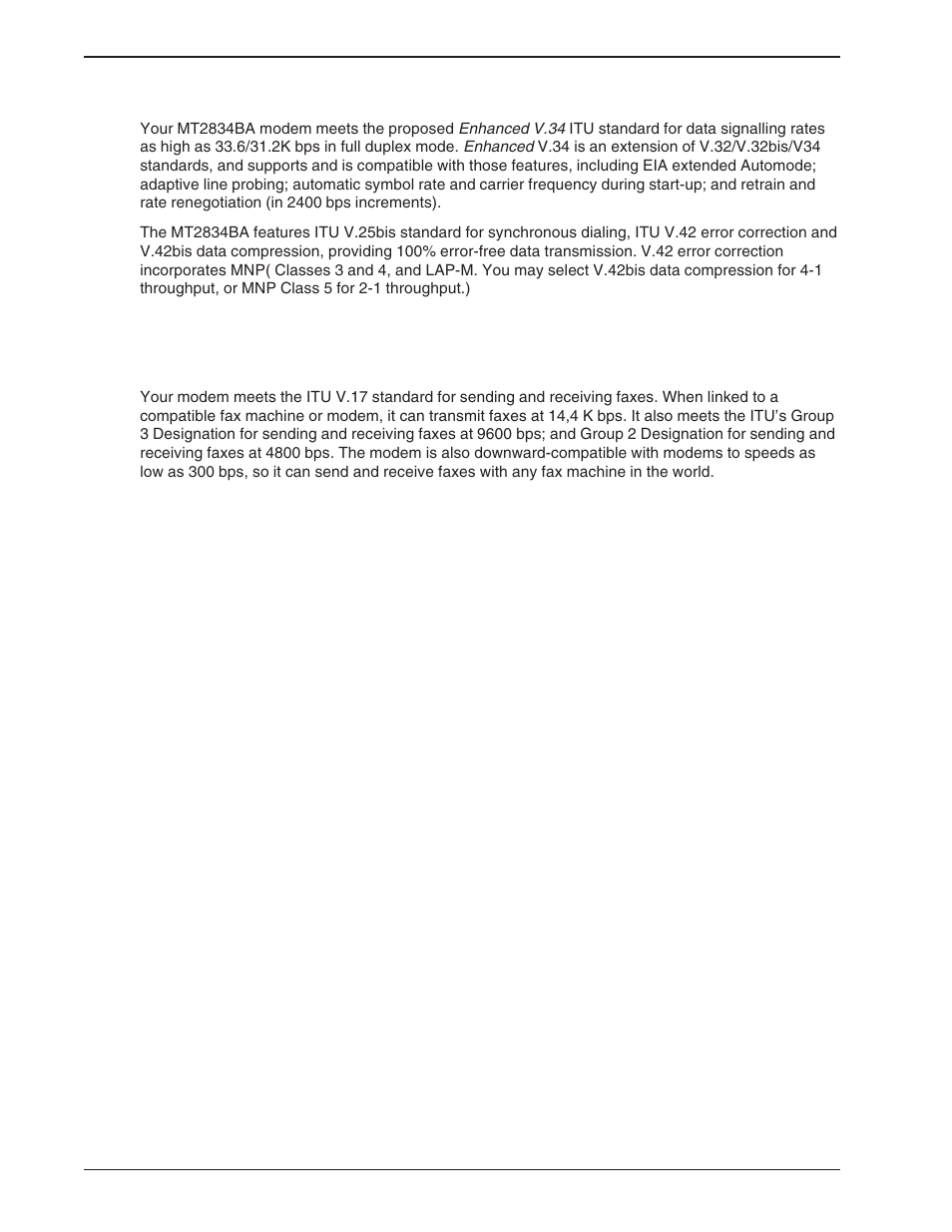 1 2834 series features, 4 fax features, 2834 series features | Fax features | Multi-Tech Systems BA-Series User Manual | Page 8 / 109