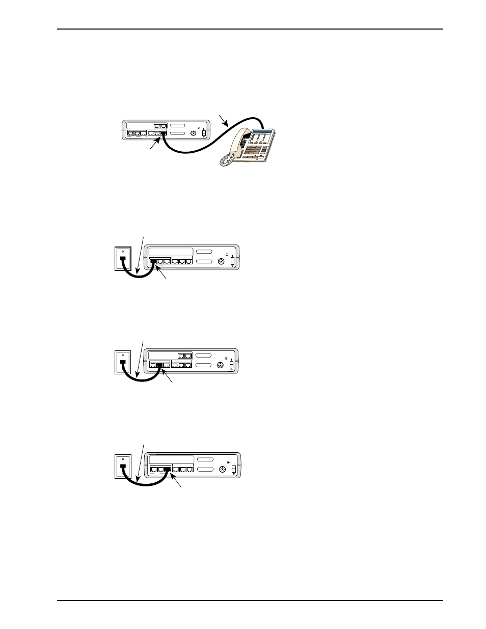 Table 6-2. home office installation, 85 chapter 6 - menus, Mmh2834 modem leased line | Digital dsu, Internal modem dial-up connector rj-11 phone cable, Internal modem leased connector rj-11 phone cable, Internal dsu/ta digital connector rj-48 cable | Multi-Tech Systems DataTalker DT101/xx User Manual | Page 85 / 154