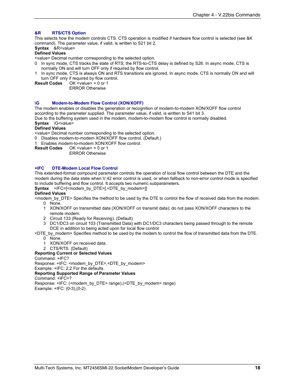 Multi-Tech Systems MT2456SMI22 User Manual | Page 18 / 58