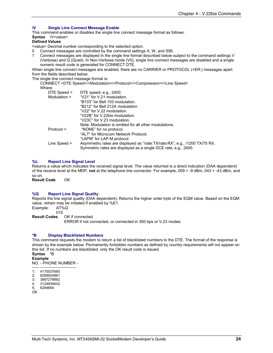 Multi-Tech Systems MT2456SMI22 User Manual | Page 24 / 58