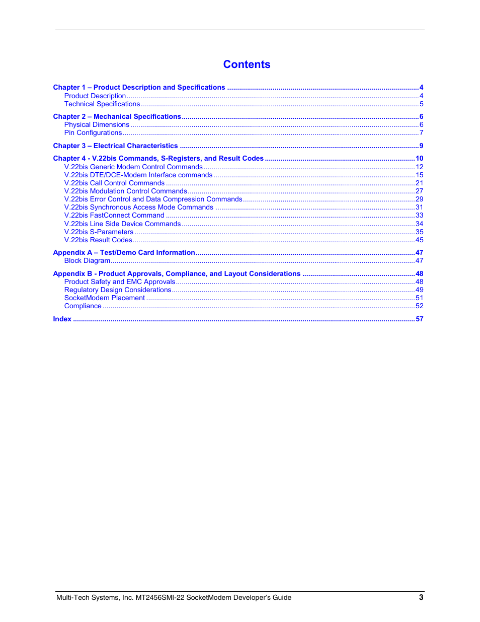Multi-Tech Systems MT2456SMI22 User Manual | Page 3 / 58