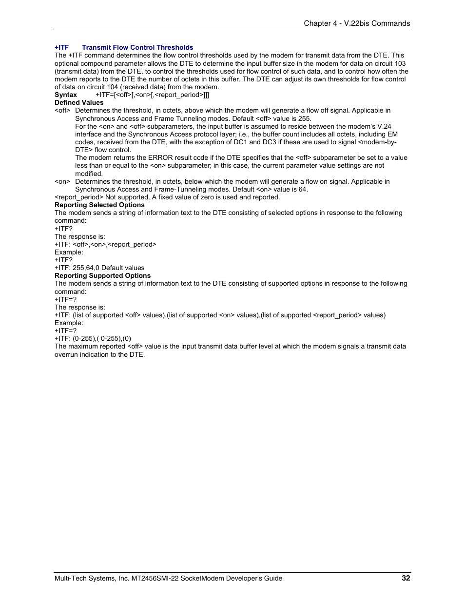 Multi-Tech Systems MT2456SMI22 User Manual | Page 32 / 58