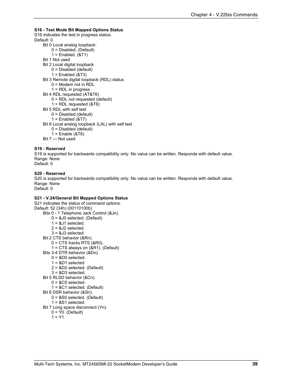 Multi-Tech Systems MT2456SMI22 User Manual | Page 39 / 58