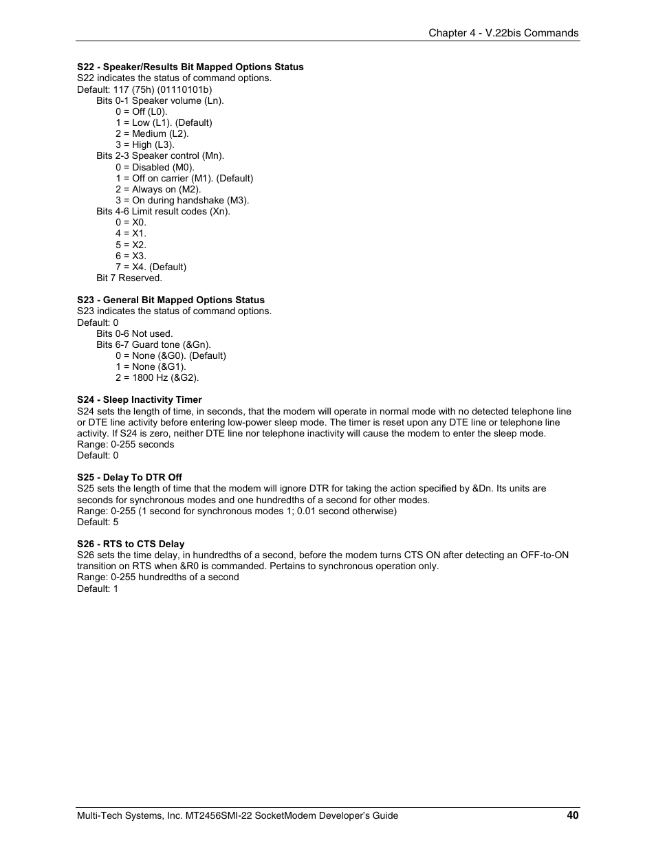 Multi-Tech Systems MT2456SMI22 User Manual | Page 40 / 58
