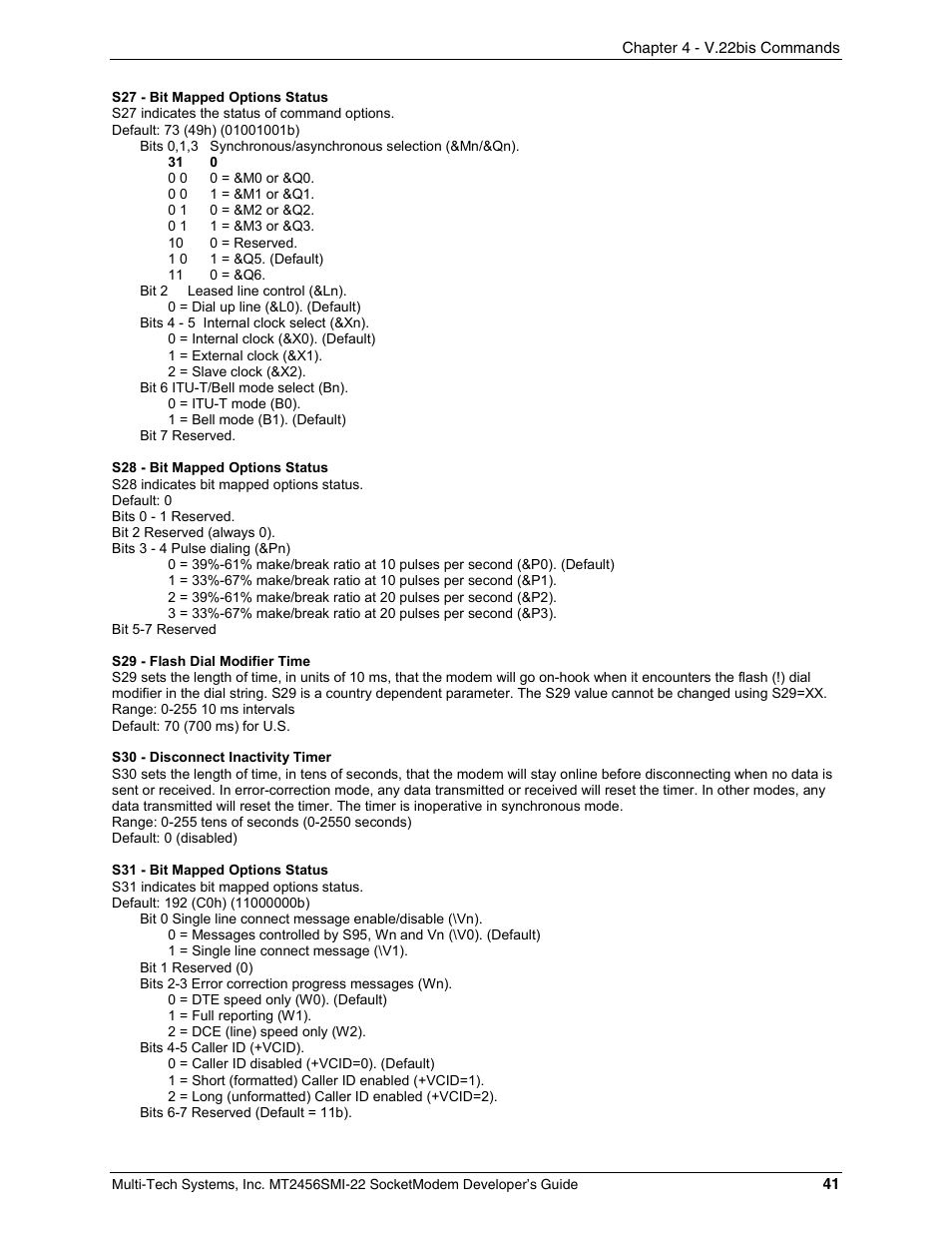 Multi-Tech Systems MT2456SMI22 User Manual | Page 41 / 58