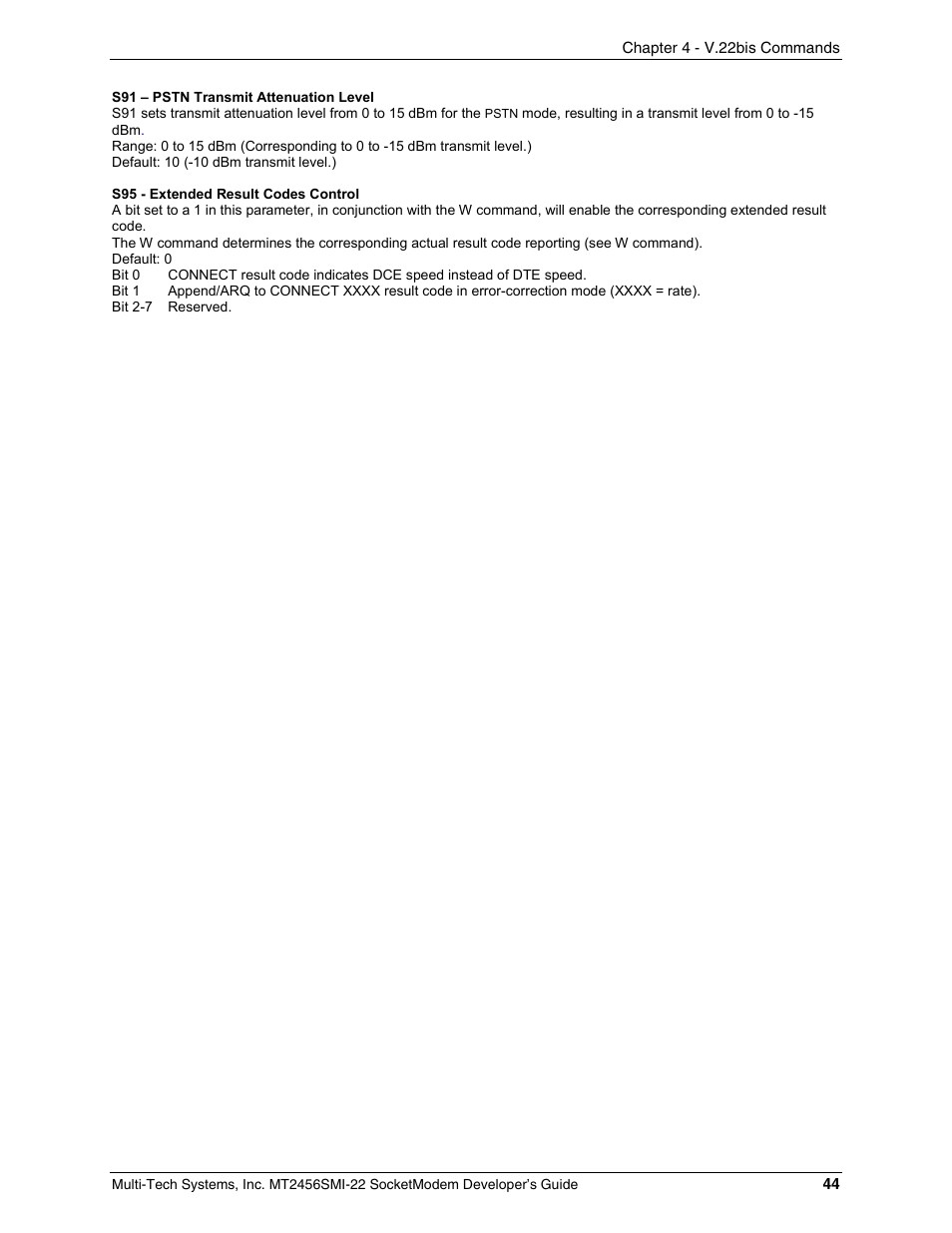 Multi-Tech Systems MT2456SMI22 User Manual | Page 44 / 58
