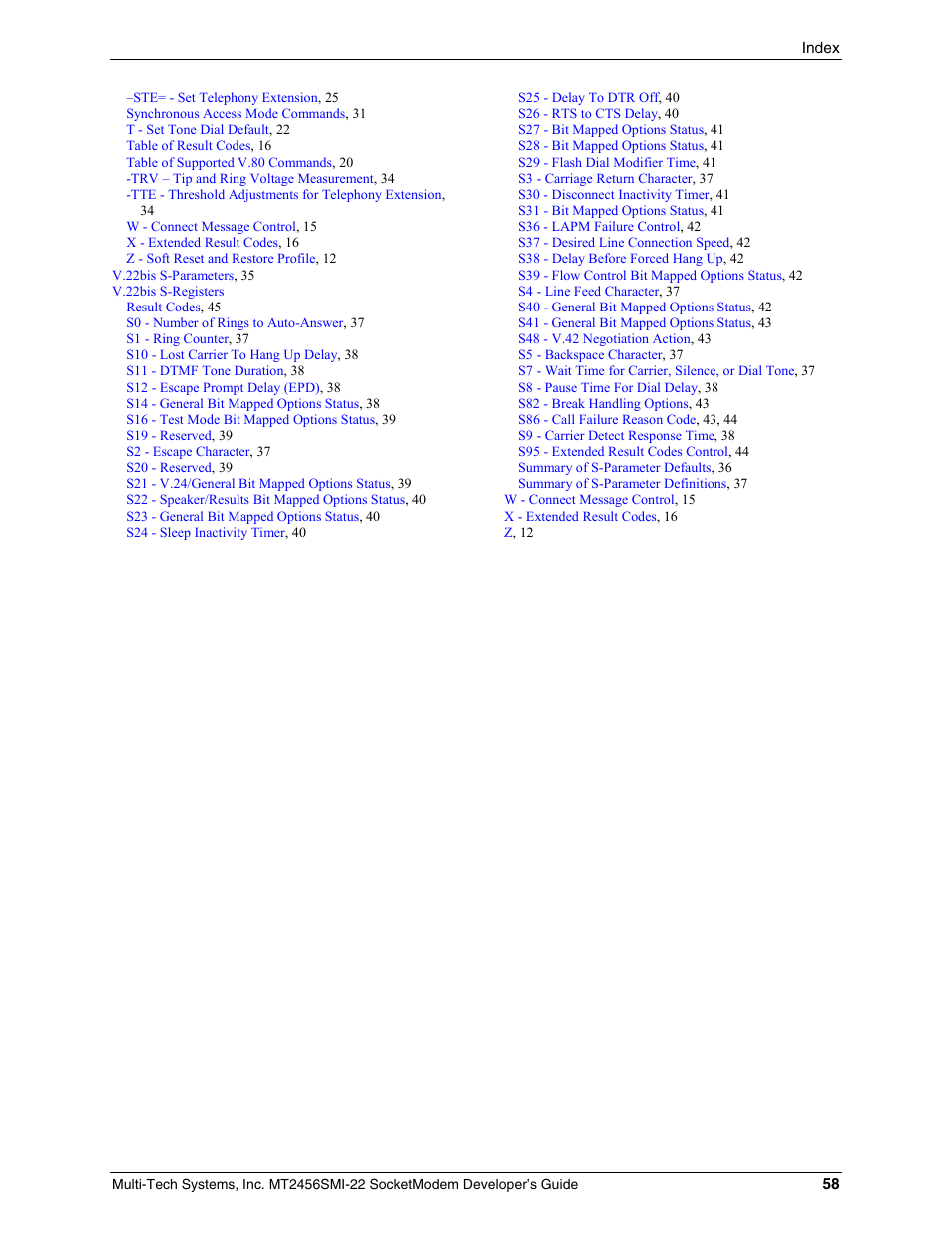 Multi-Tech Systems MT2456SMI22 User Manual | Page 58 / 58