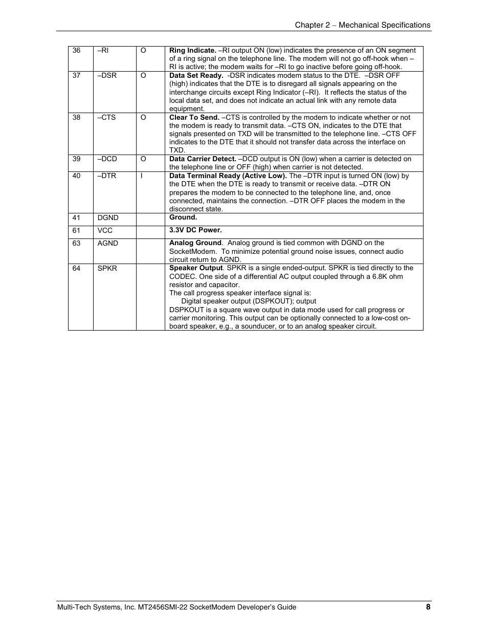 Multi-Tech Systems MT2456SMI22 User Manual | Page 8 / 58