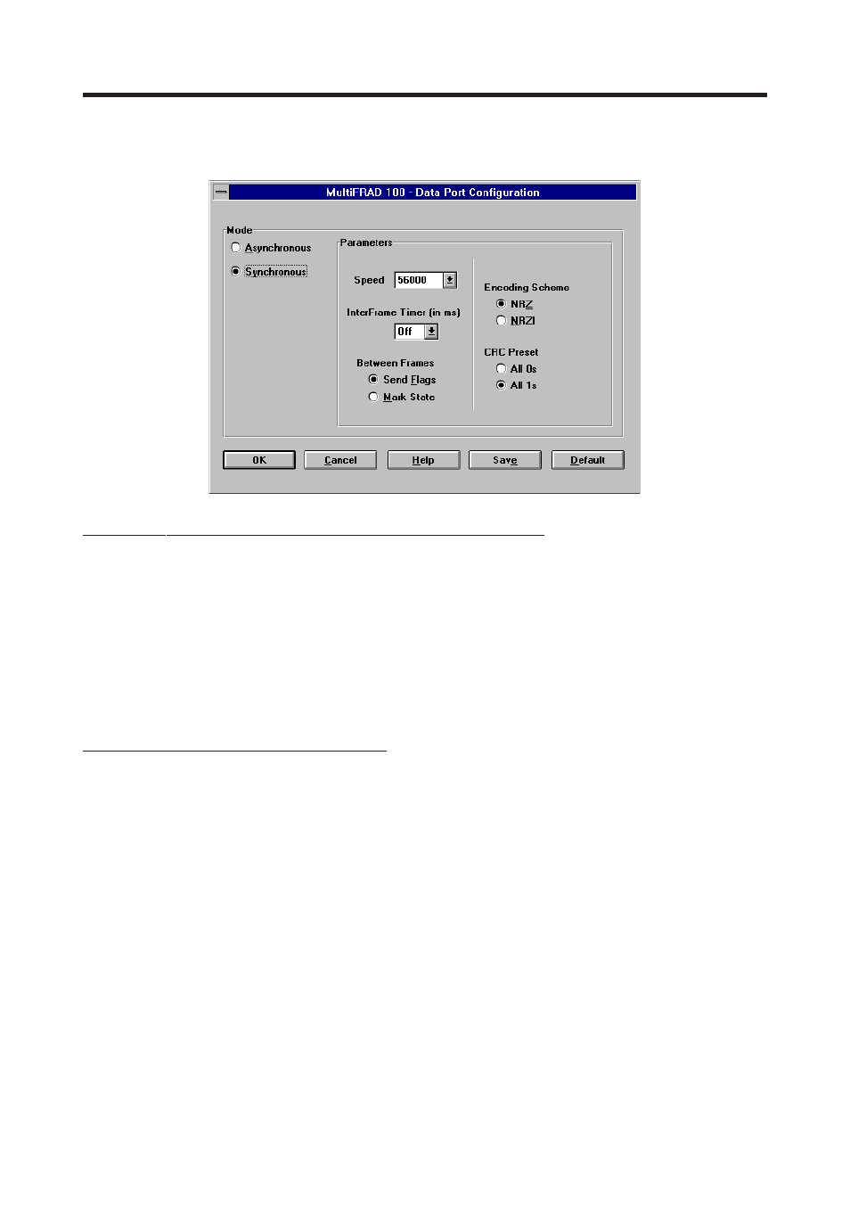 3 data port configuration, Mode asynchronous/synchronous, Sync mode parameters | Speed | Multi-Tech Systems FR111 User Manual | Page 56 / 99