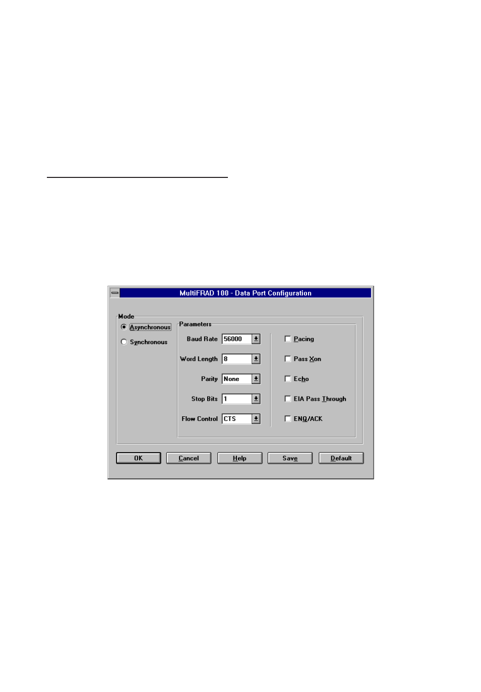Crc preset, Async mode parameters, Baud rate | Word length | Multi-Tech Systems FR111 User Manual | Page 58 / 99