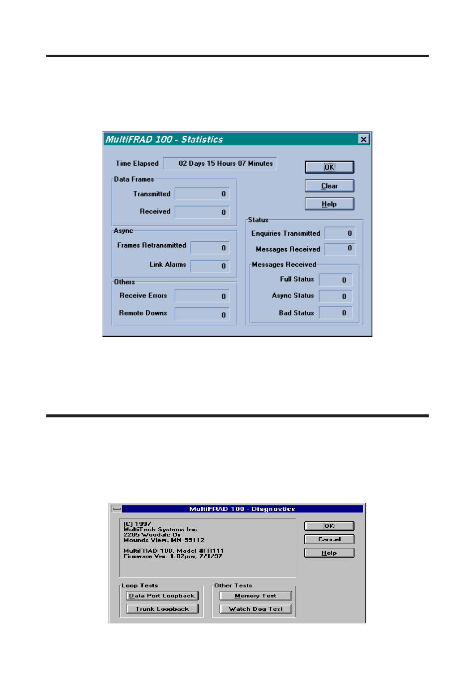 5 statistics, 6 diagnostics | Multi-Tech Systems FR111 User Manual | Page 66 / 99