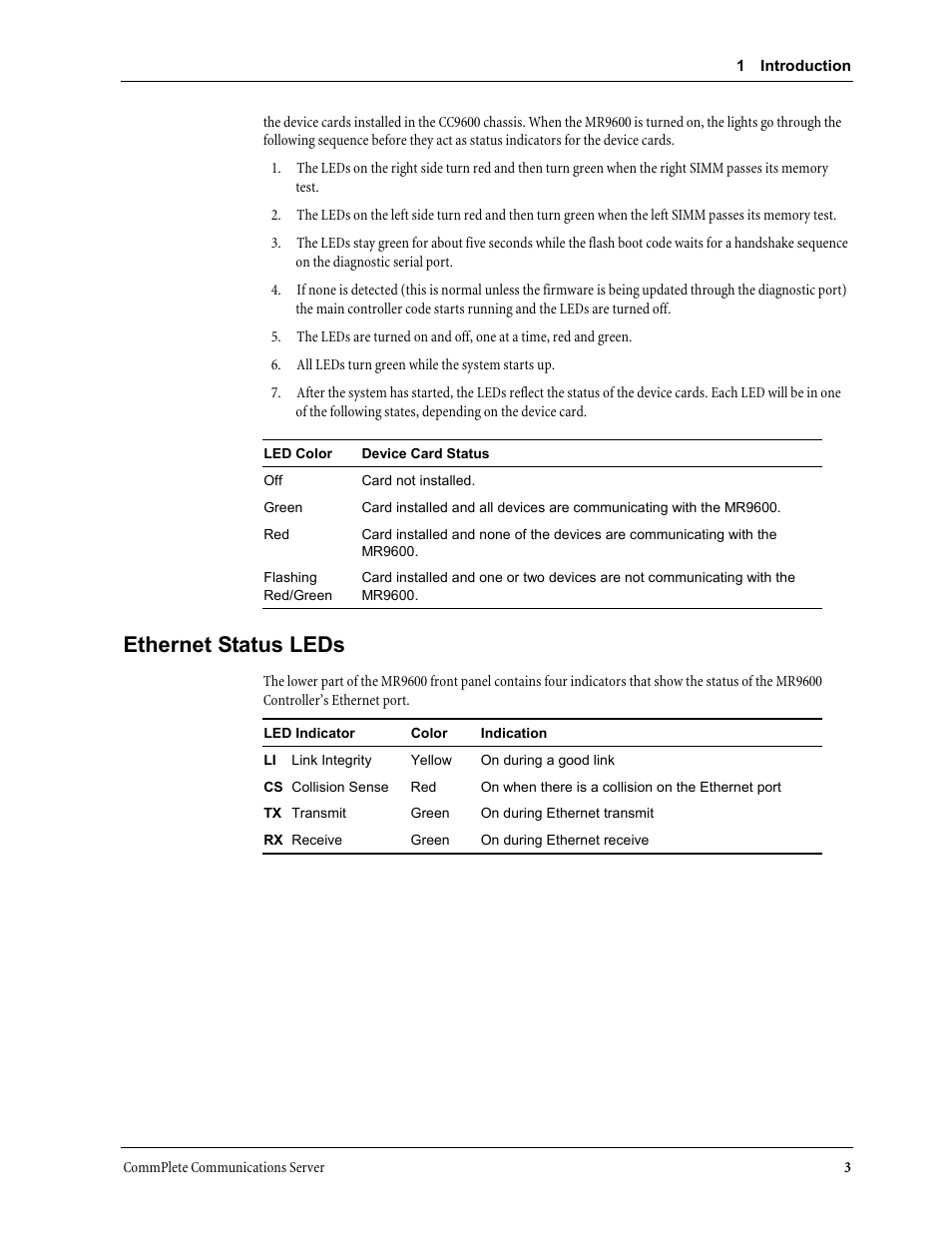 Ethernet status leds | Multi-Tech Systems MR9600 User Manual | Page 11 / 86