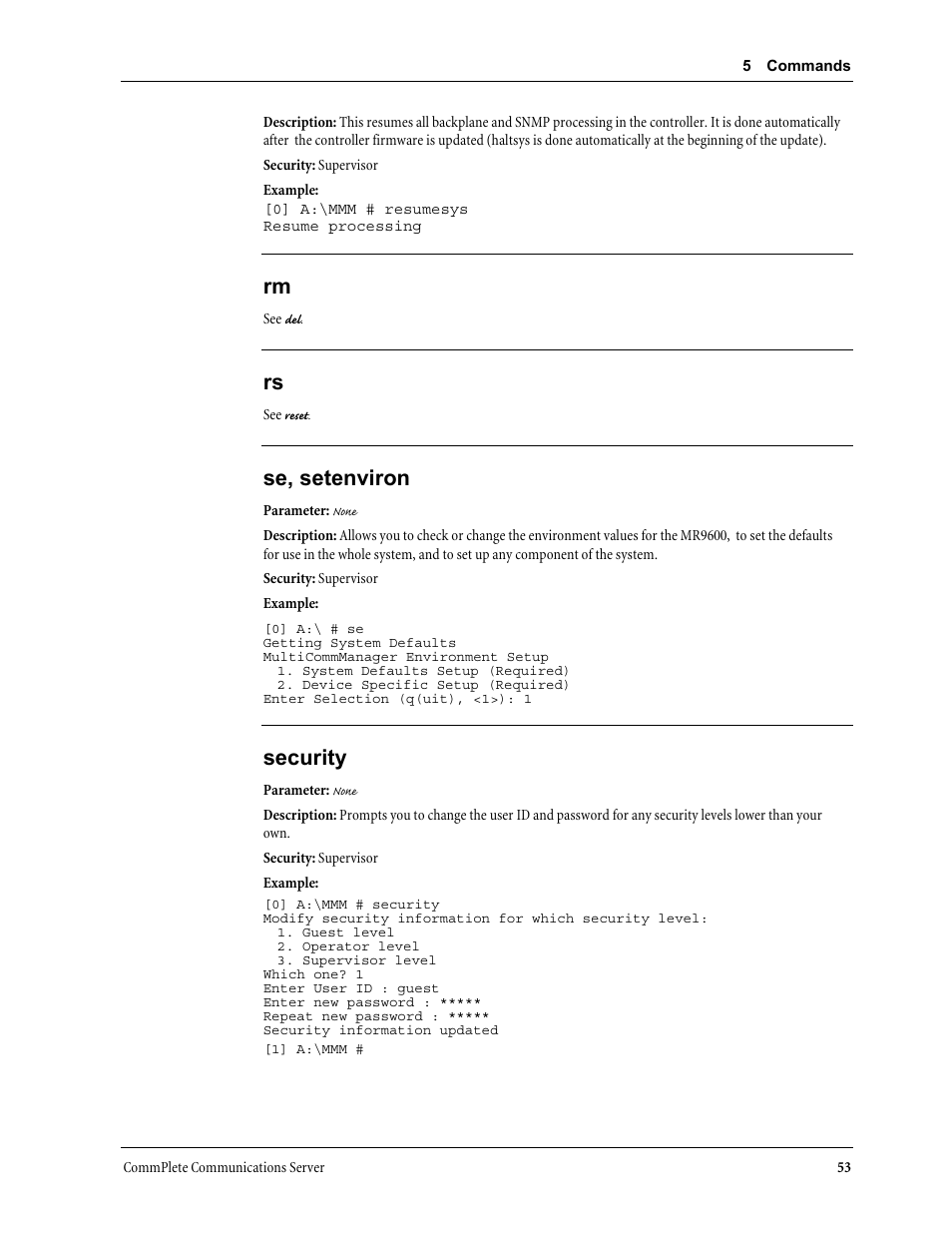 Se, setenviron, Security | Multi-Tech Systems MR9600 User Manual | Page 61 / 86