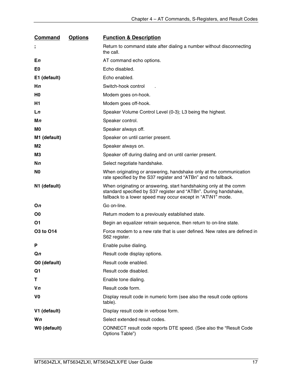 Multi-Tech Systems MT5634ZLXFE User Manual | Page 17 / 43