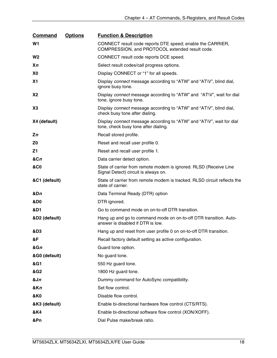 Multi-Tech Systems MT5634ZLXFE User Manual | Page 18 / 43