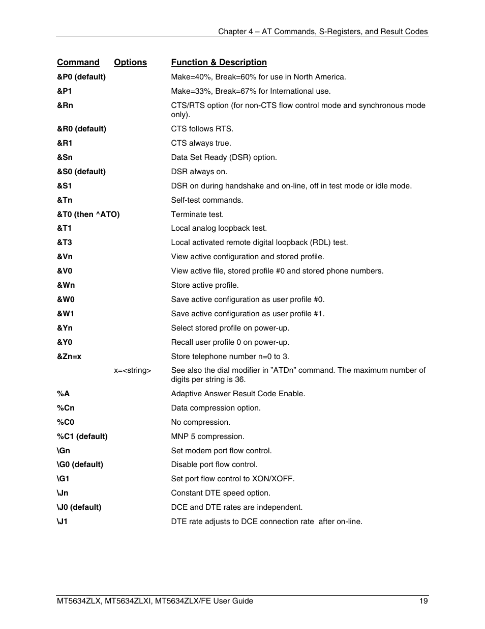 Multi-Tech Systems MT5634ZLXFE User Manual | Page 19 / 43