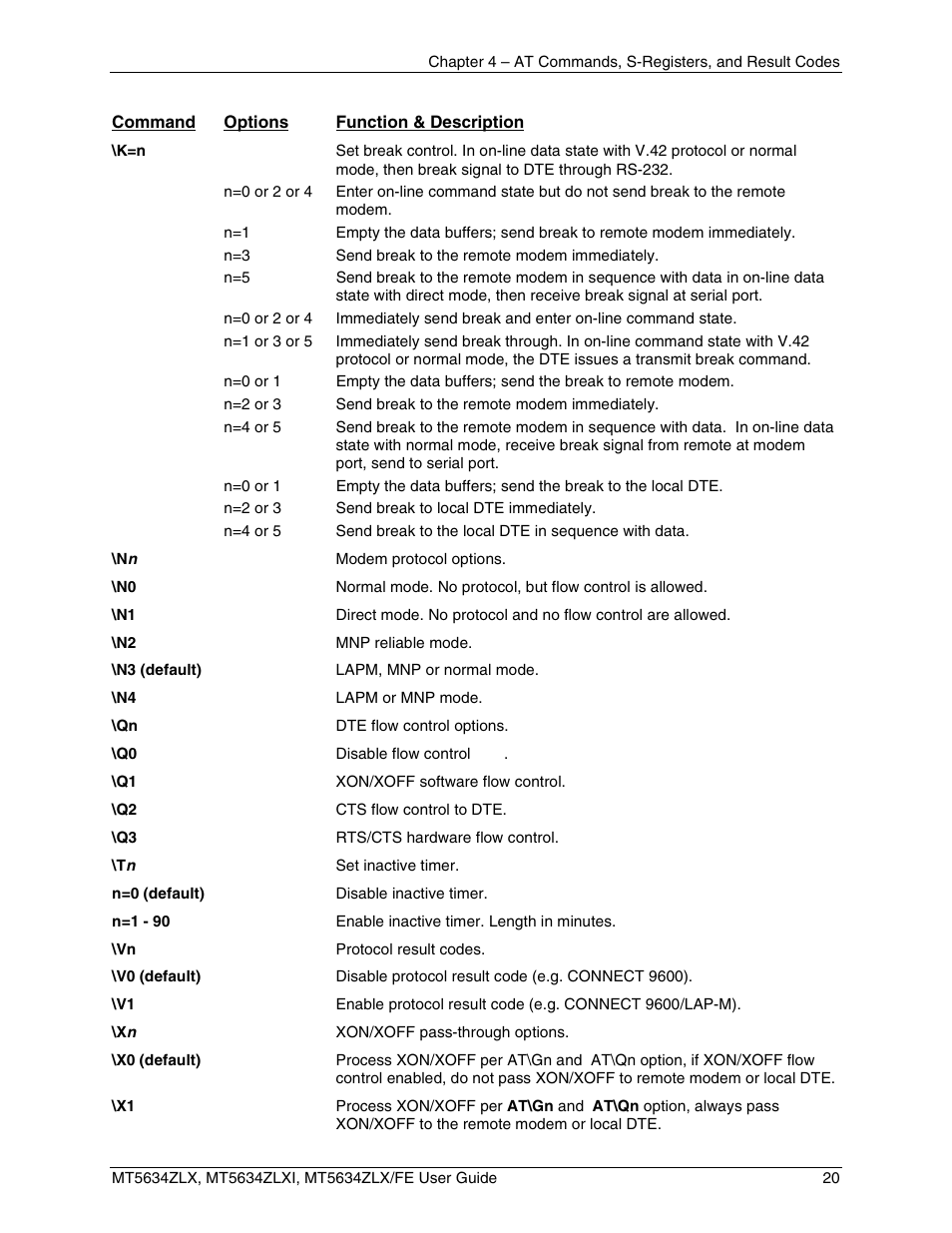 Multi-Tech Systems MT5634ZLXFE User Manual | Page 20 / 43